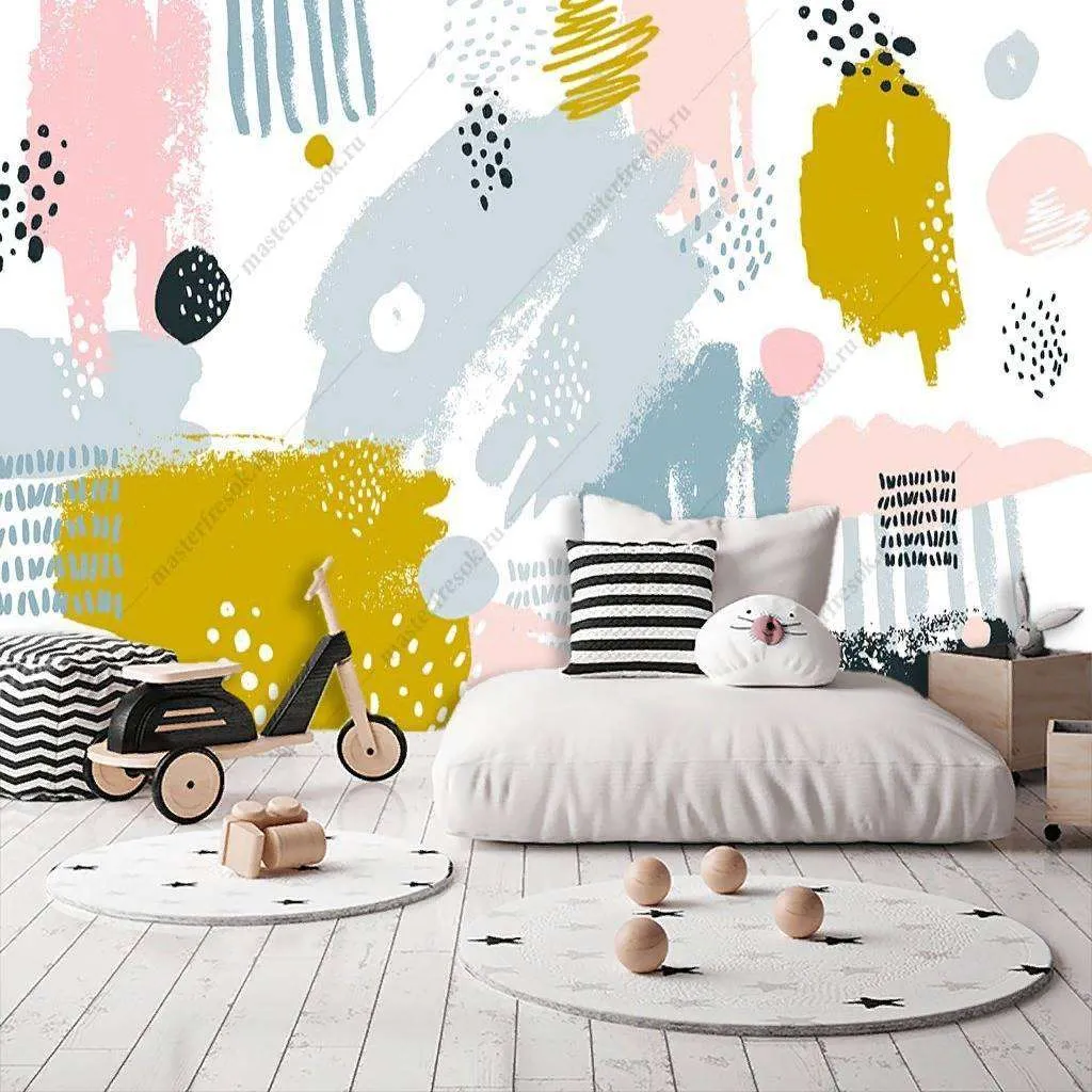Фотообои в интерьере цветные мазки  9-1129 фото