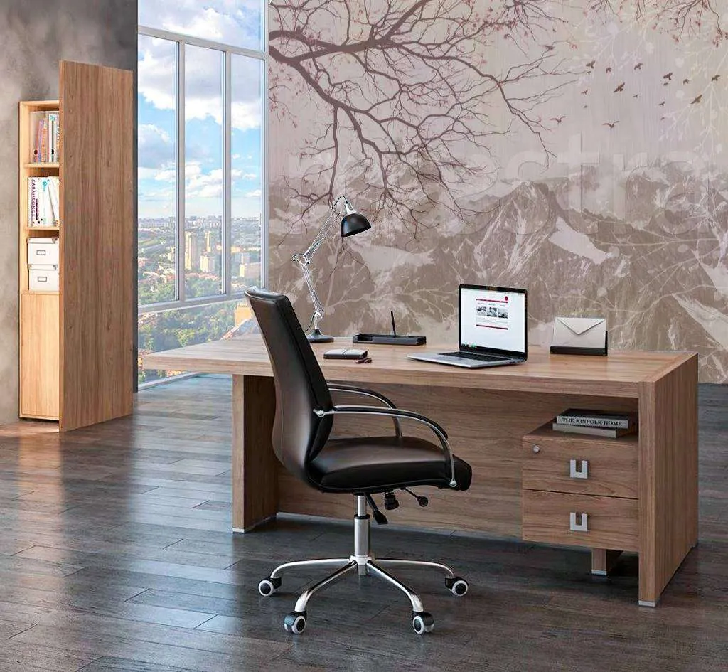 Фотообои Ветка на фоне гор коричневая  7-617