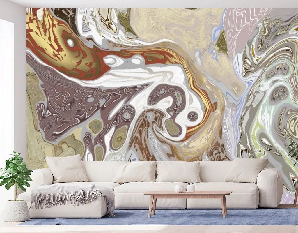 Фотообои в интерьере флюид арт серая акварель  13-605 фото