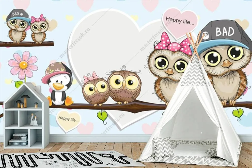 Фотообои Семейство сов  12-930