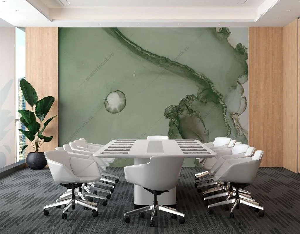 Фотообои в интерьере зеленый акварельный фон  9-1563 фото