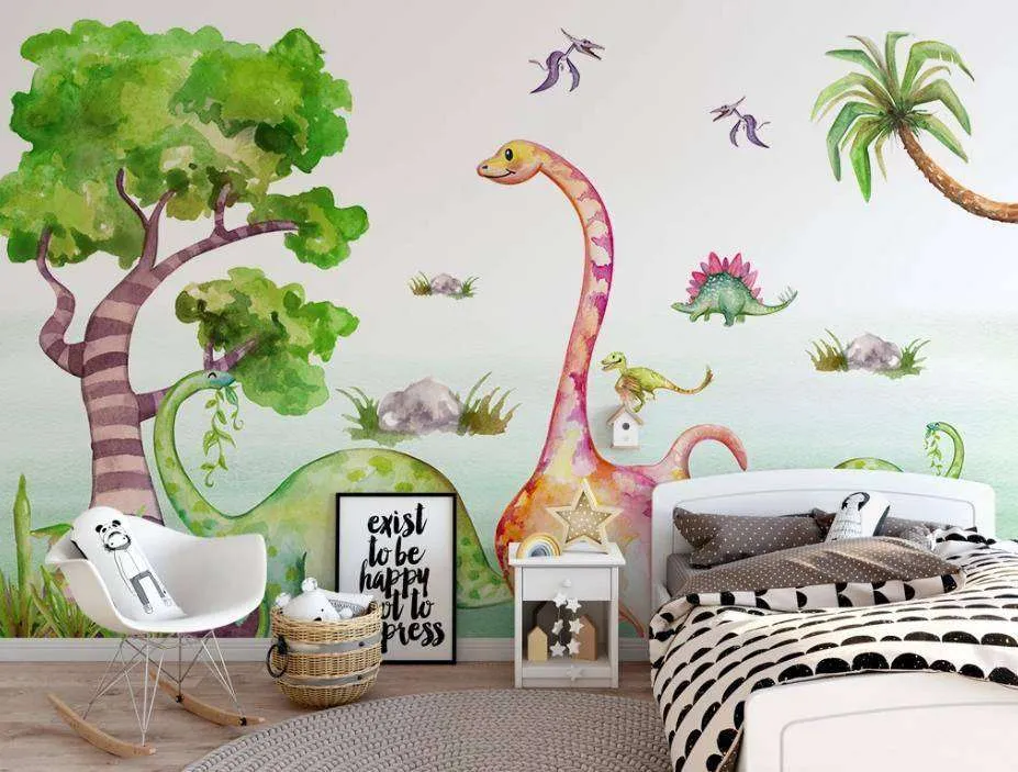 Фотообои в интерьере динозавры на прогулке  15-627 фото