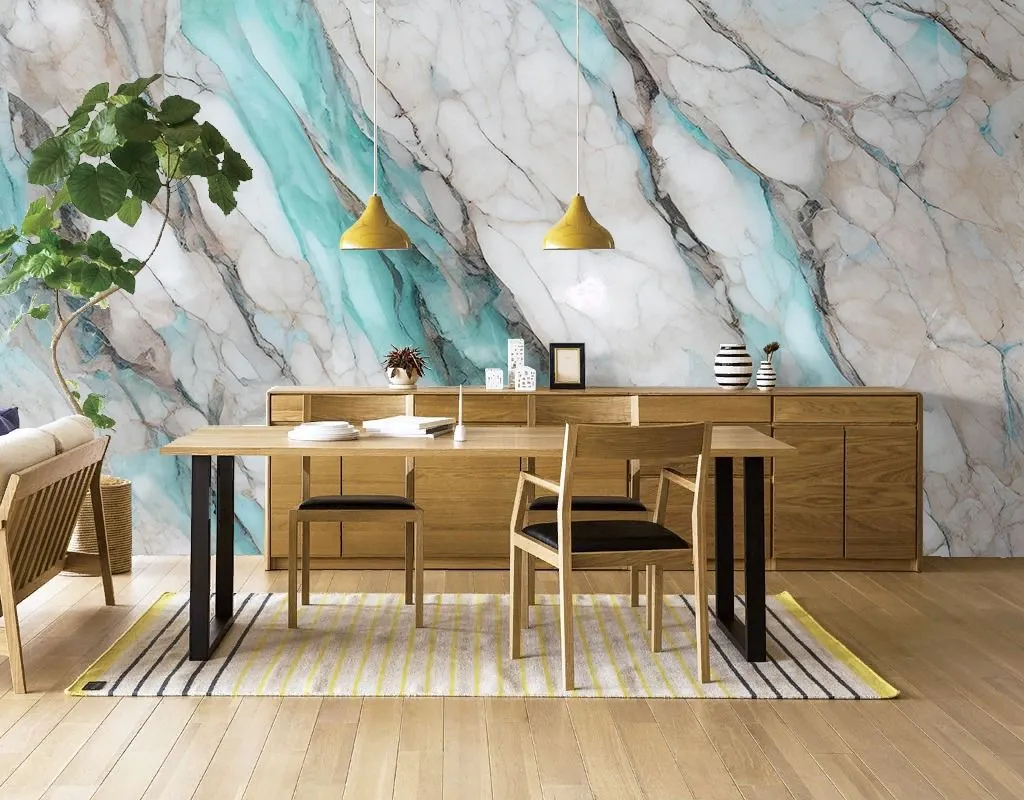 Фотообои в интерьере мрамор серо-изумрудный  9-2093 фото