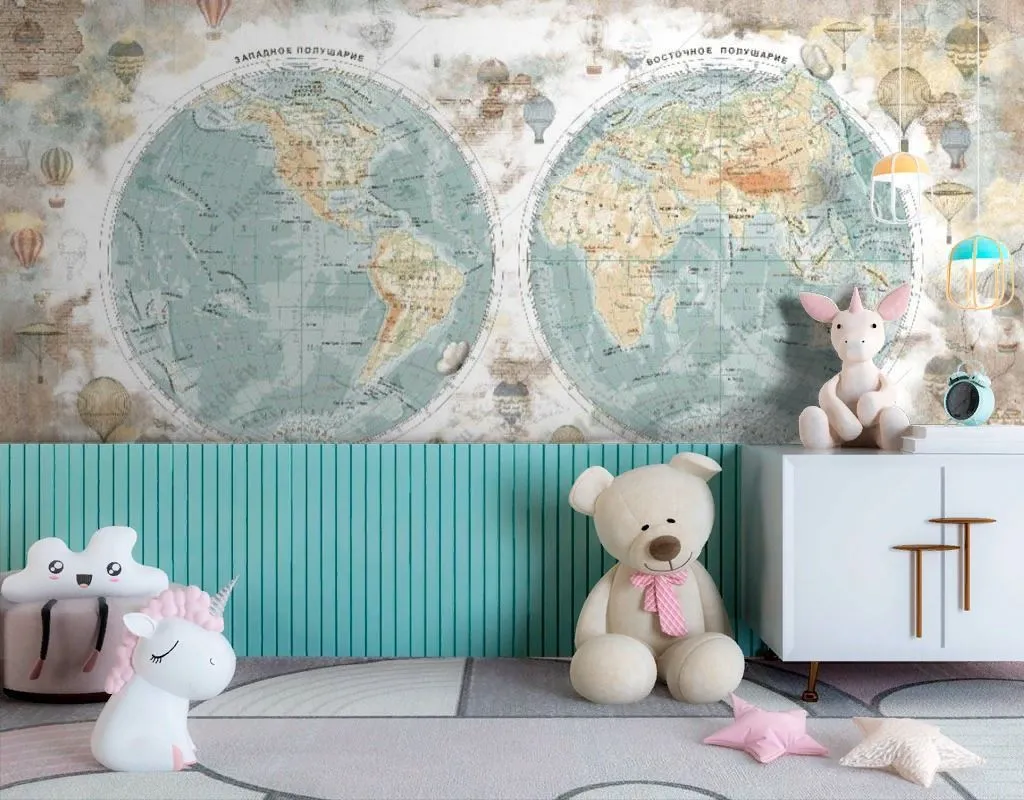 Фотообои Винтажная карта мира  14-585