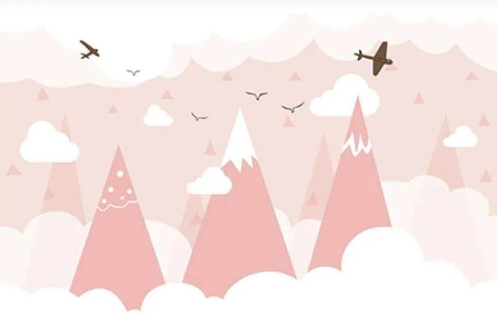 Фотообои в интерьере горы снежные розовые  15-336 фото