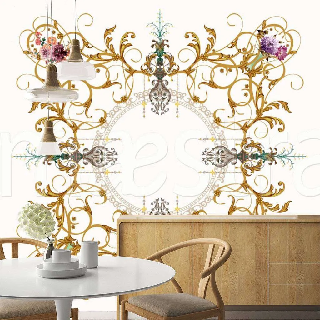 Фотообои Винтажная рамка с золотыми узорами  7-575