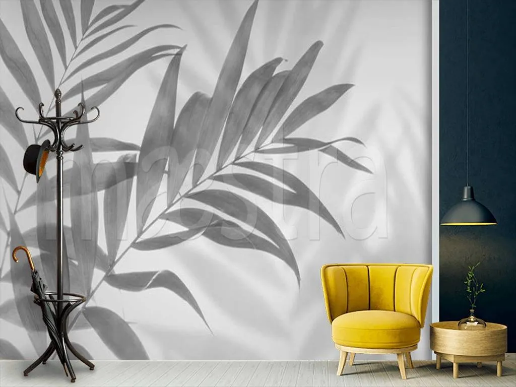 Фотообои в интерьере папоротник серый  15-487 фото