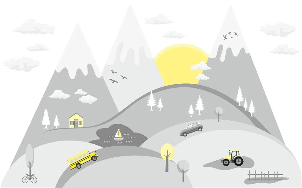 Фотообои в интерьере горы и машинки  12-917 фото