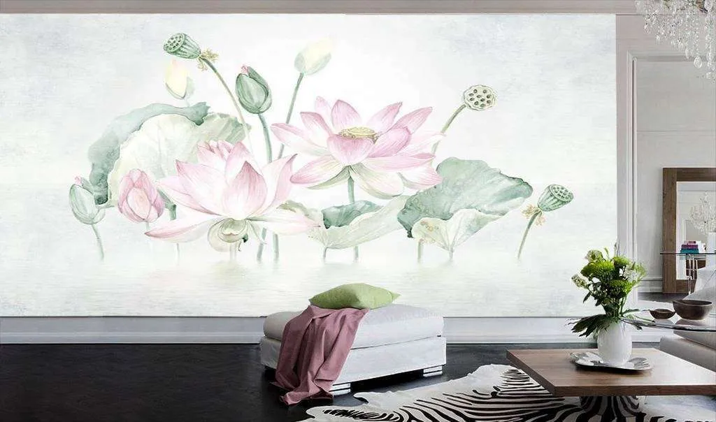 Фотообои Бесшовные обои на стену:  Нежный лотос. Артикул: 15-697  