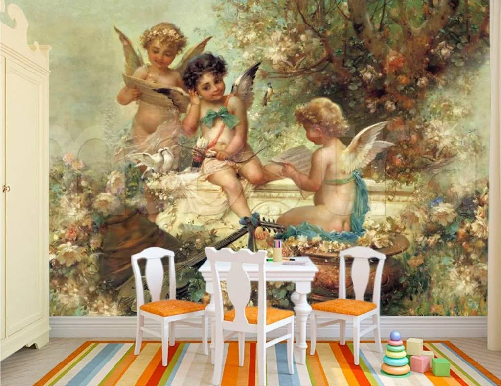 Фотообои в интерьере три ангела . ханс зацка.  1-023 фото