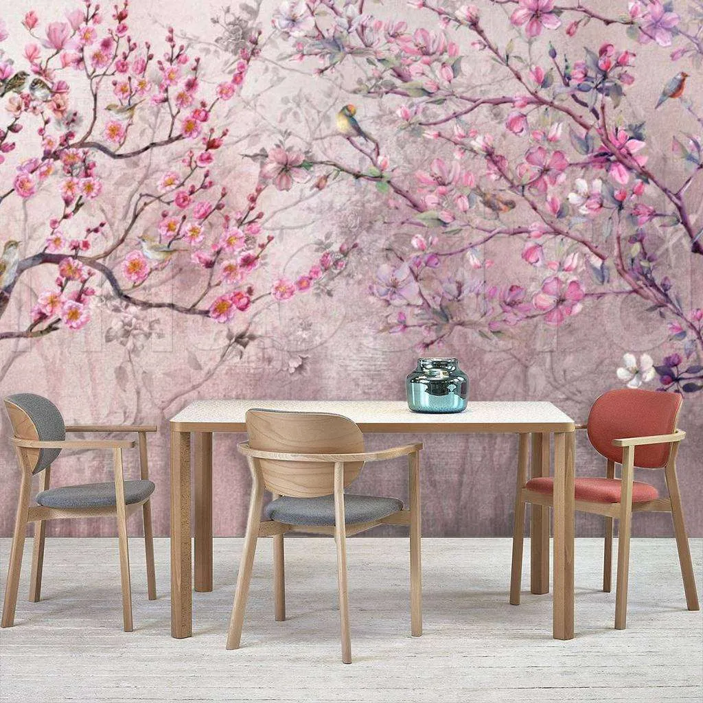 Фотообои в интерьере цветущие деревья 3  7-546 фото