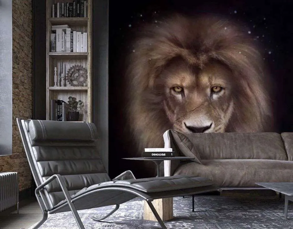 Фотообои в интерьере мудрый лев  17-4403 фото