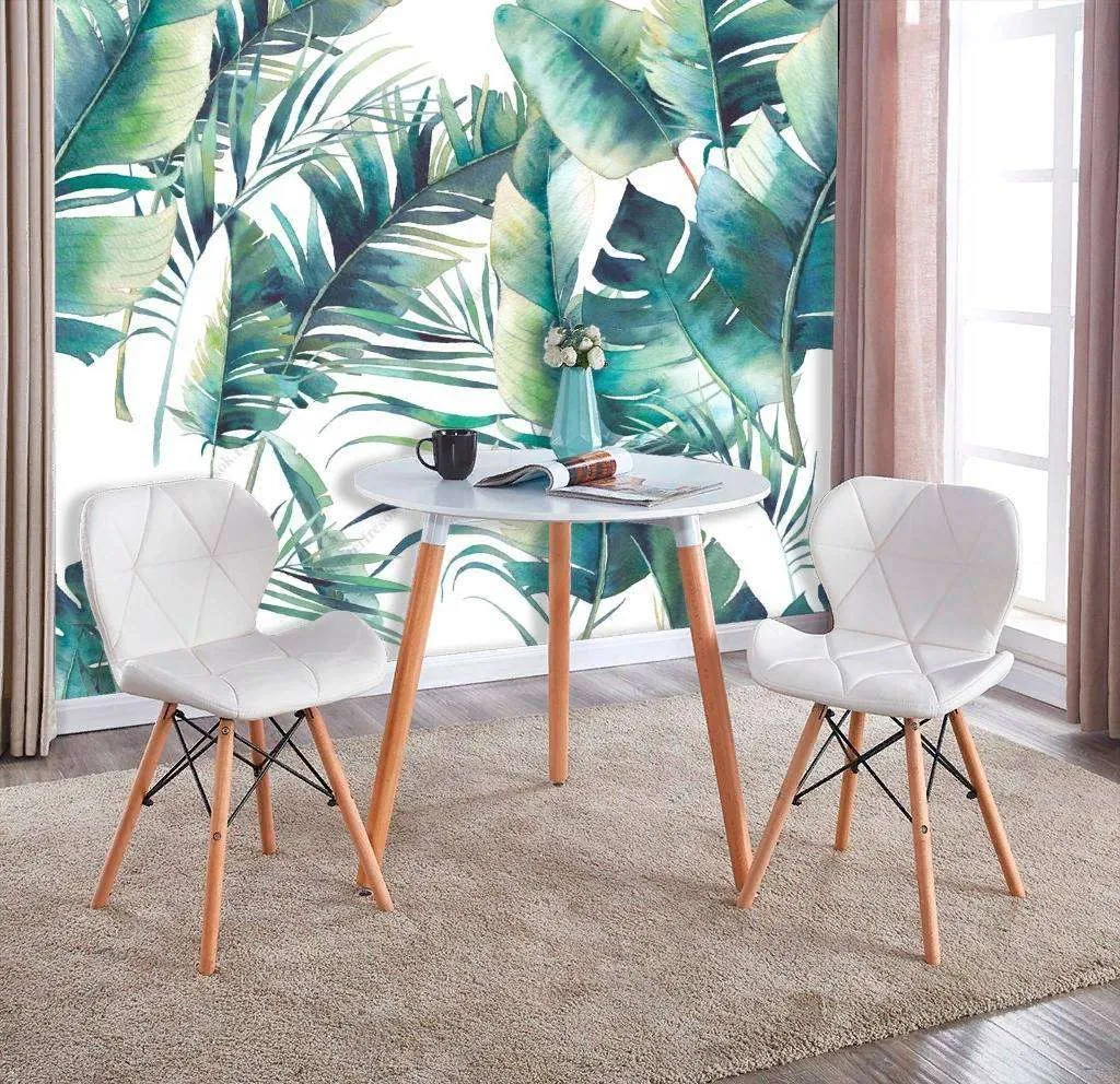 Фотообои в интерьере листья тропиков  9-1207 фото