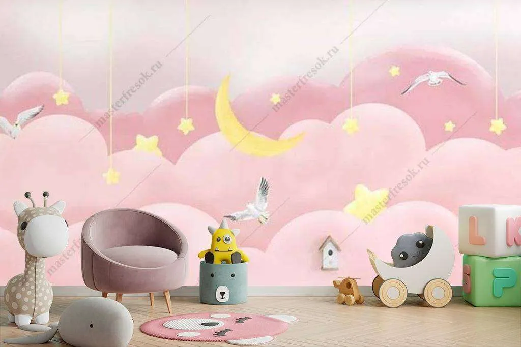 Фотообои Бесшовные обои на стену:  Розовые облака. Артикул: 14-051  