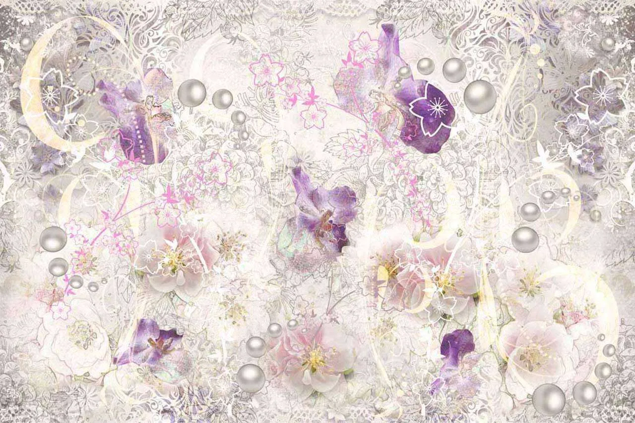 Фотообои в интерьере сиреневая абстракция  6-064 фото