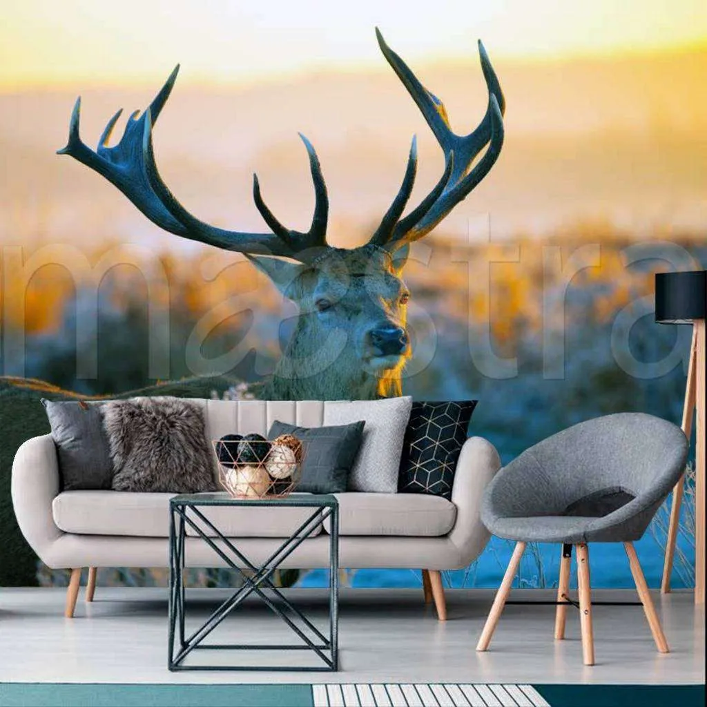 Фотообои Бесшовные обои на стену:  Олень в лесу. Артикул: 4-165  