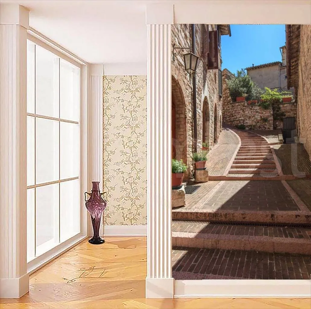 Фотообои в интерьере каменные улочки италии  9-295 фото