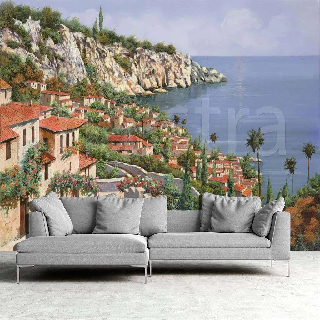 Фотообои в интерьере вид на море с гор италии  8-067 фото