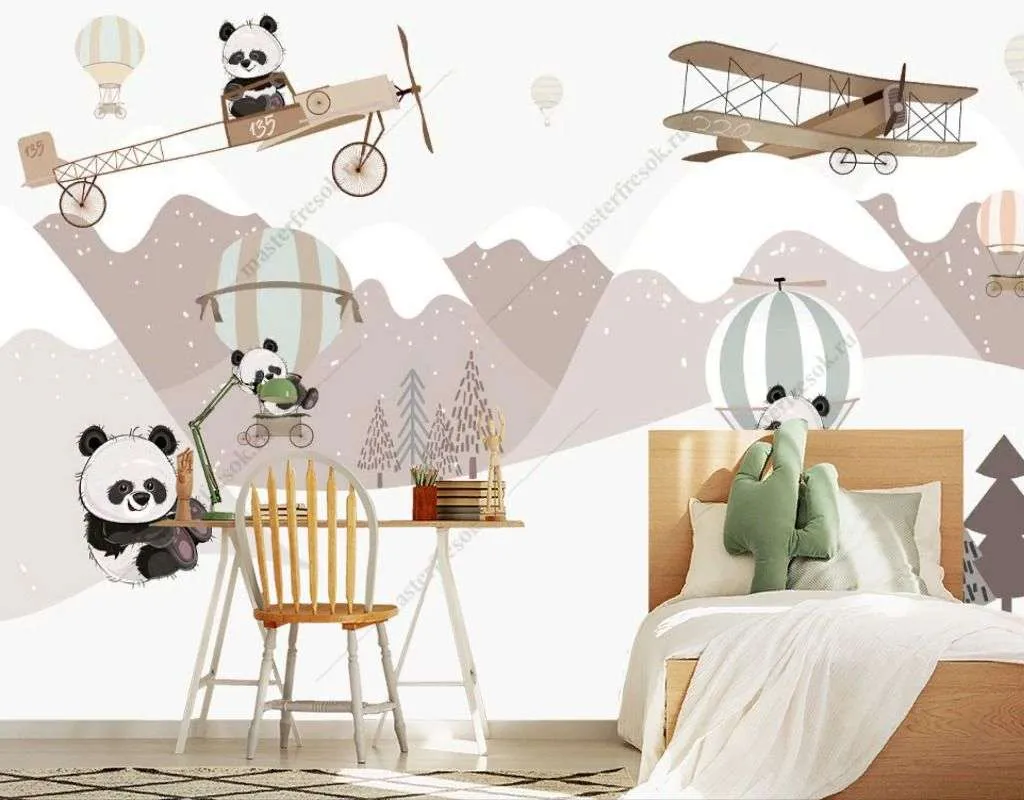 Фотообои в интерьере панды в горах  14-613 фото