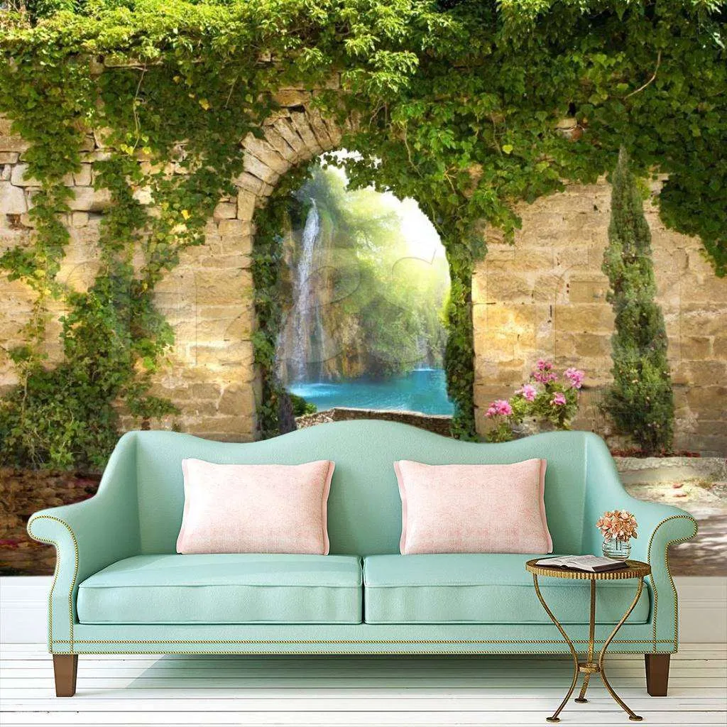 Фотообои в интерьере арка у водопада  5-161 фото