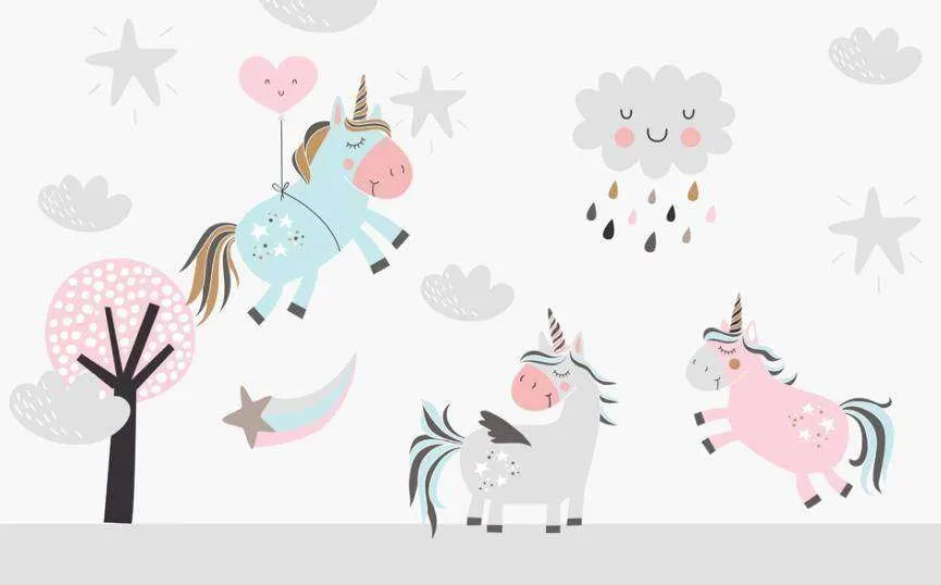Фотообои в интерьере единорожки и тучка  15-351 фото