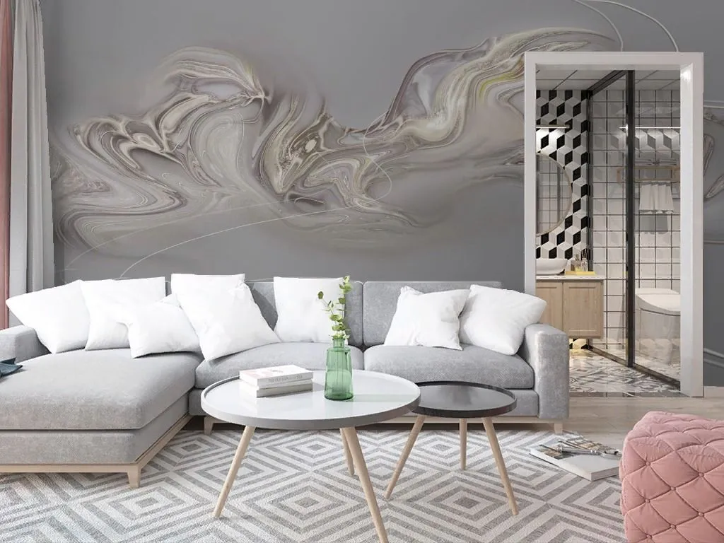 Фотообои в интерьере туман на сером фоне  13-688 фото