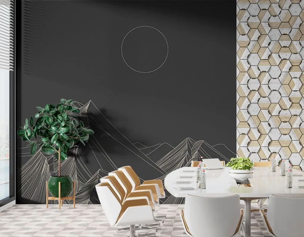 Фотообои в интерьере горы на черном фоне  9-1610 фото