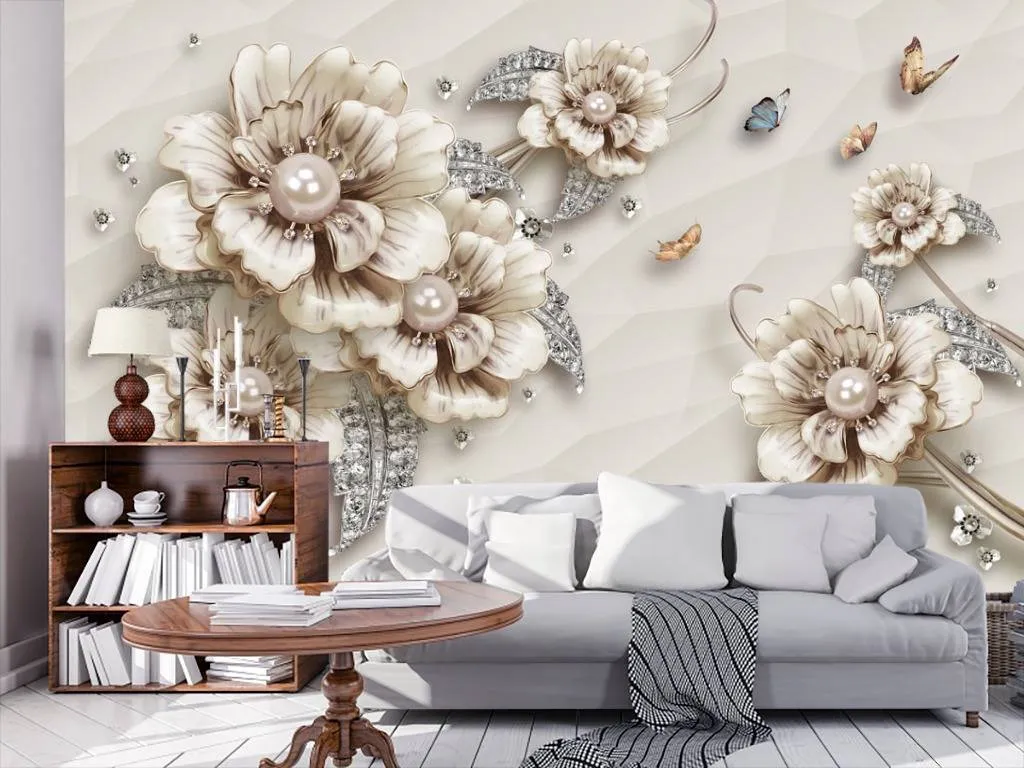 Фотообои Бежевые цветы  10-614