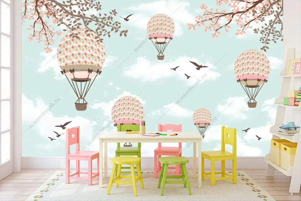 Фотообои Воздушные шары на голубом небе  14-248