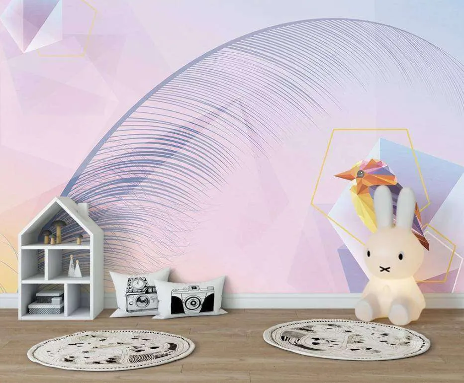 Фотообои в интерьере фиолетовое перо  15-362 фото