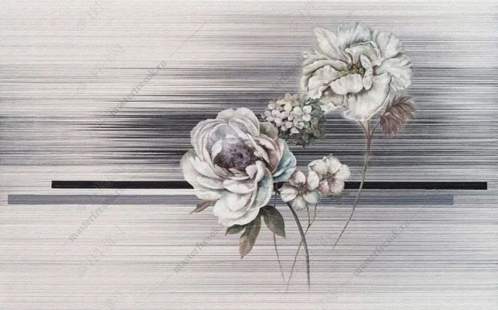 Фотообои в интерьере белые китайские пионы  15-945 фото