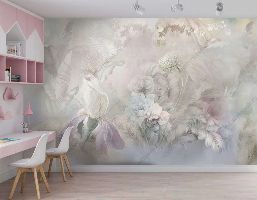 Фотообои в интерьере поляна ирисов  13-420 фото