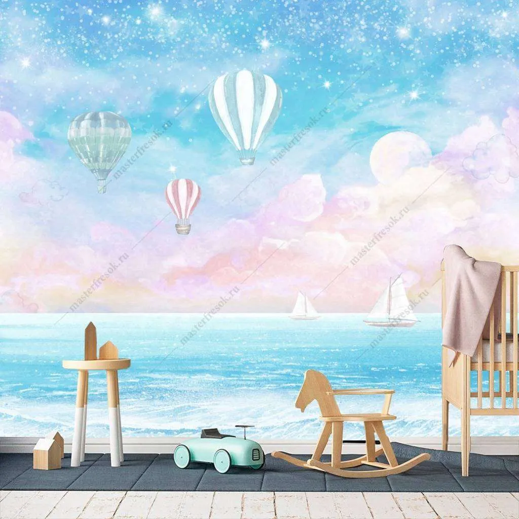 Фотообои в интерьере нежные облака  12-895 фото