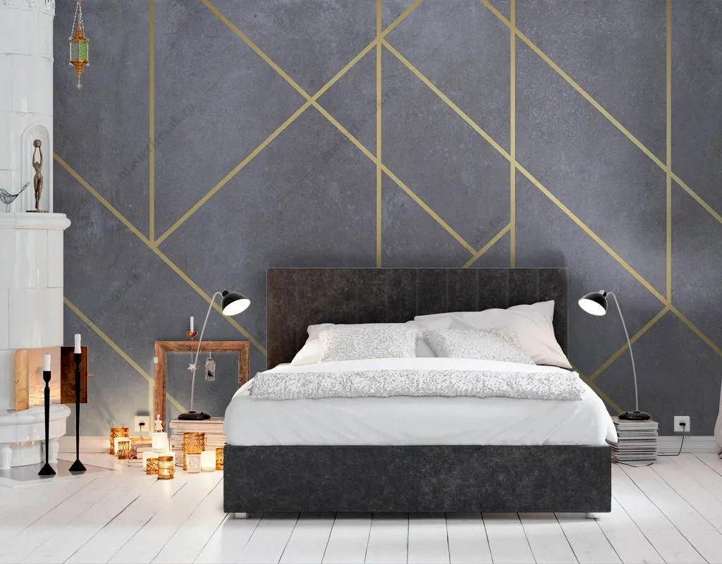 Фотообои в интерьере геометрия на бетоне  9-1609 фото