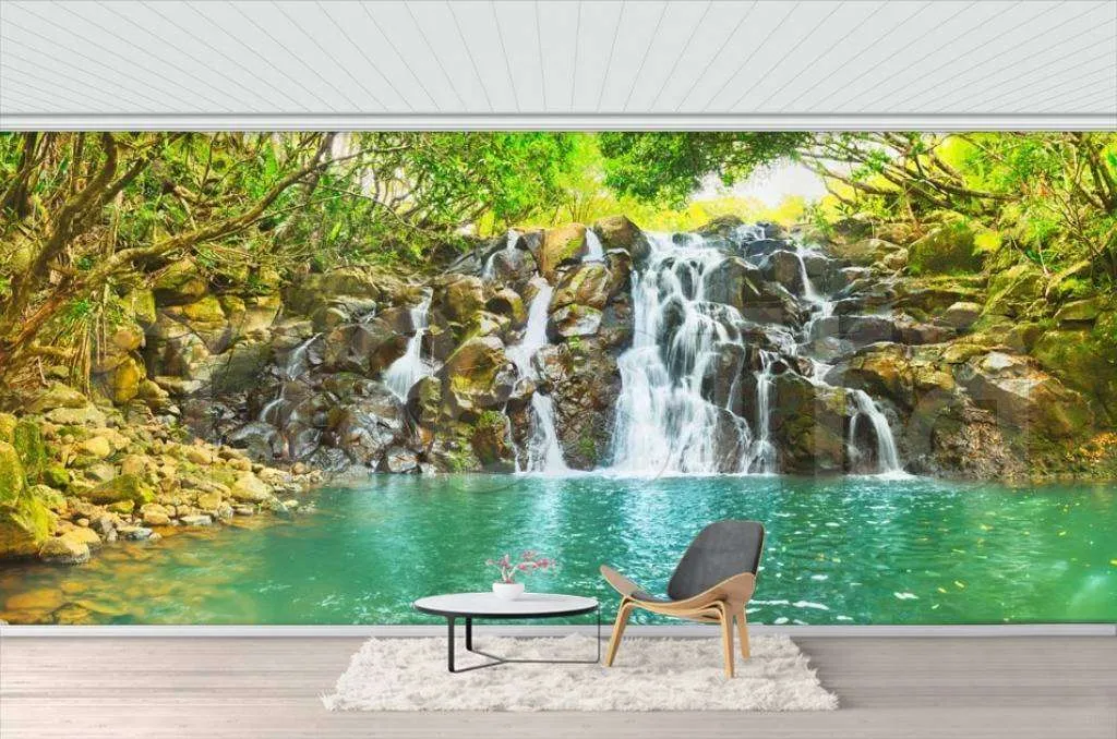 Фотообои Живописный каскад водопада Вакоас. Остров Маврикий.  9-895