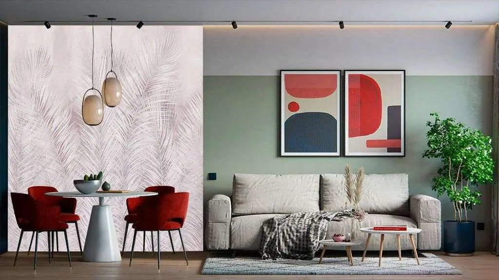 Фотообои в интерьере розовая ботаника  9-1317 фото