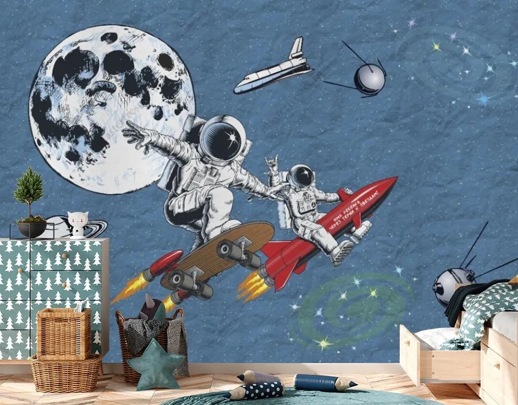Фотообои Космонавт на скейте в детскую   14-732