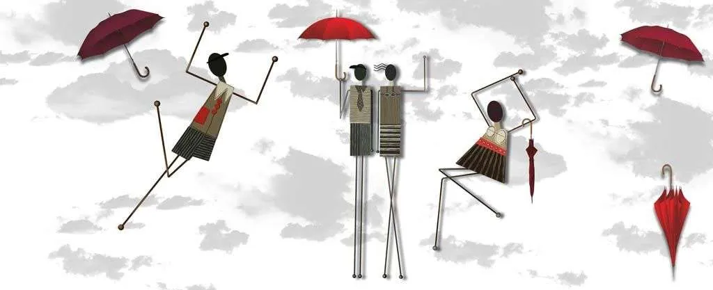 Фотообои в интерьере красные зонтики  14-164 фото