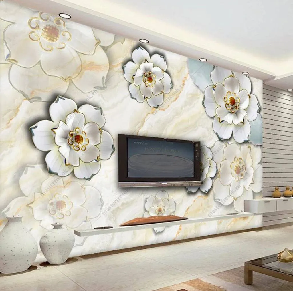 Фотообои Цветы 3д с позолотой  16-184