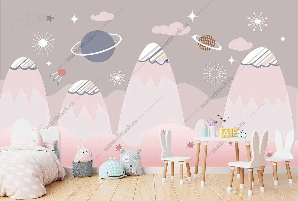 Фотообои в интерьере планеты в горах  14-034 фото