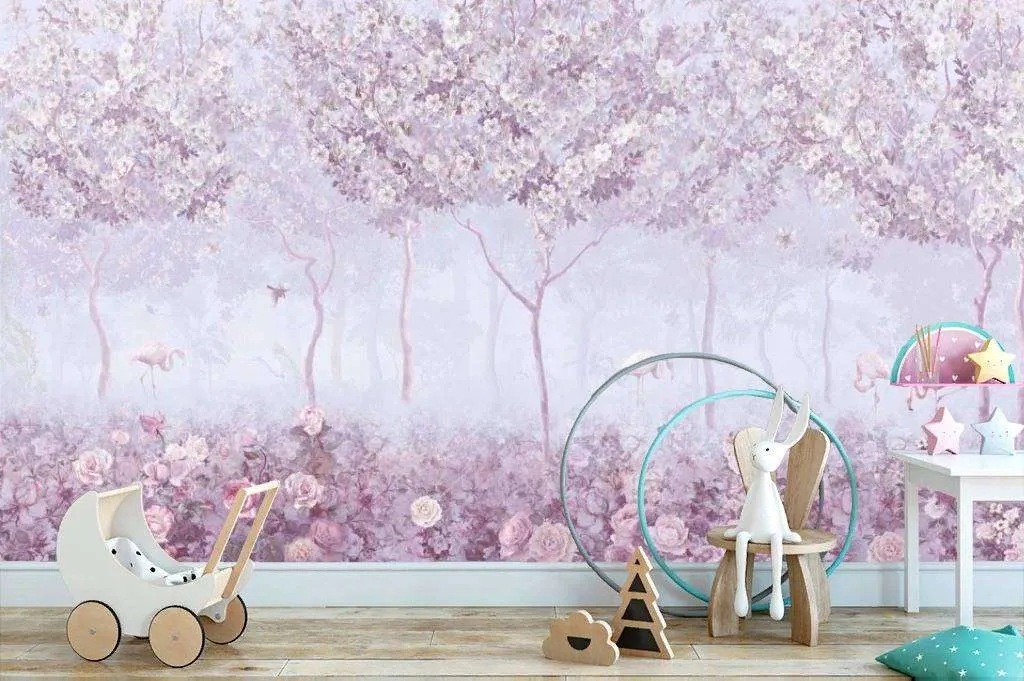 Фотообои в интерьере сиреневый сад  13-124 фото