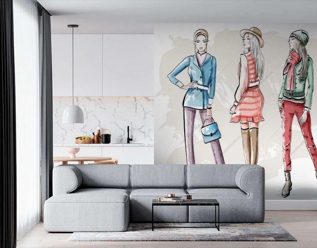 Фотообои в интерьере стильные модели  12-1383 фото