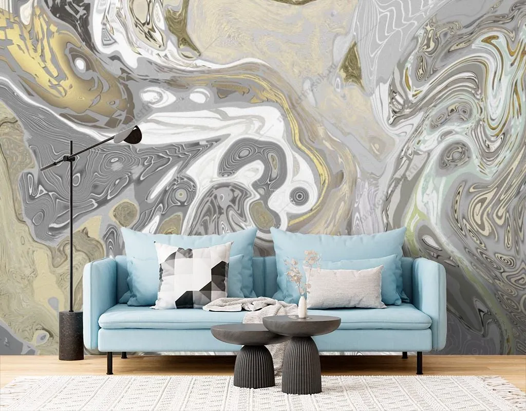 Фотообои в интерьере флюид арт популярный серый  13-606 фото