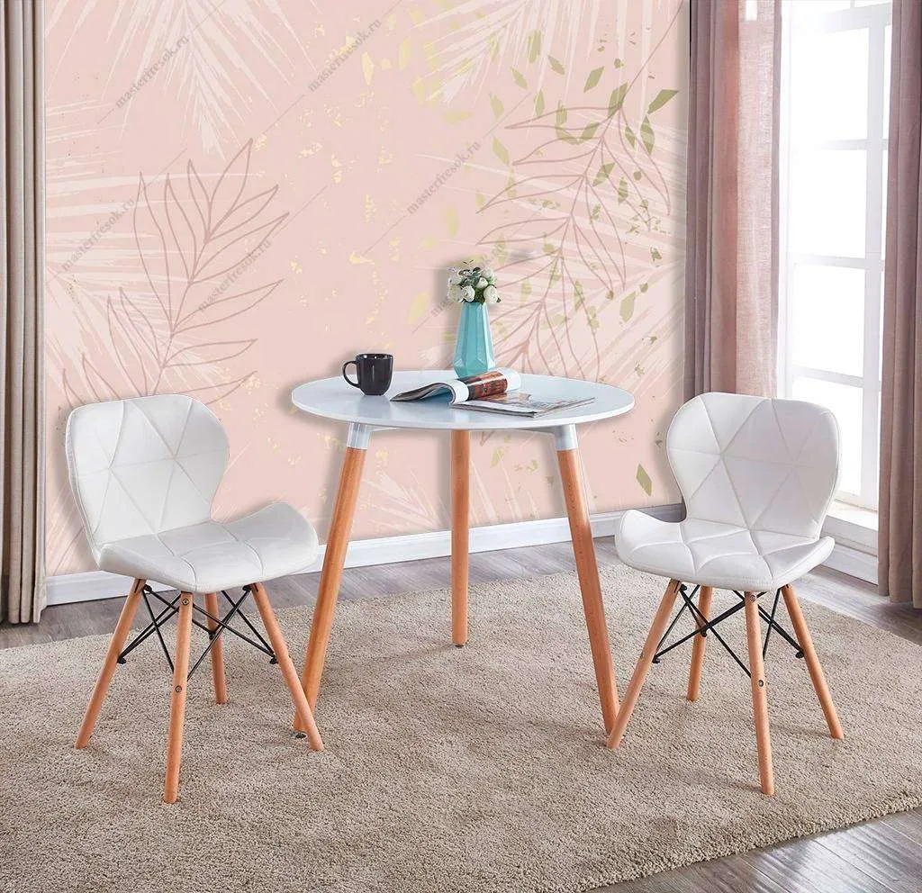 Фотообои Веточка папоротника на розовом фоне  9-1113