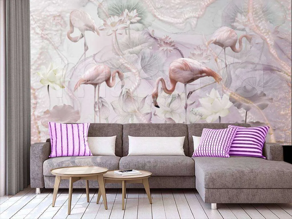 Фотообои Бесшовные обои на стену:  Фламинго абстракция. Артикул: 7-982  