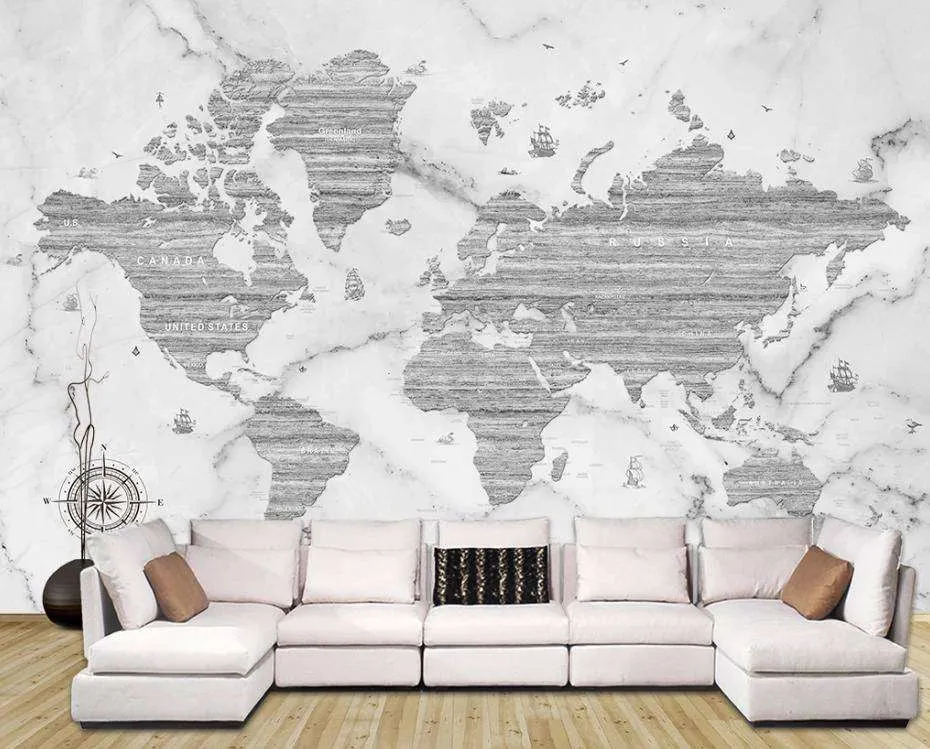 Фотообои Серая карта мира  15-086