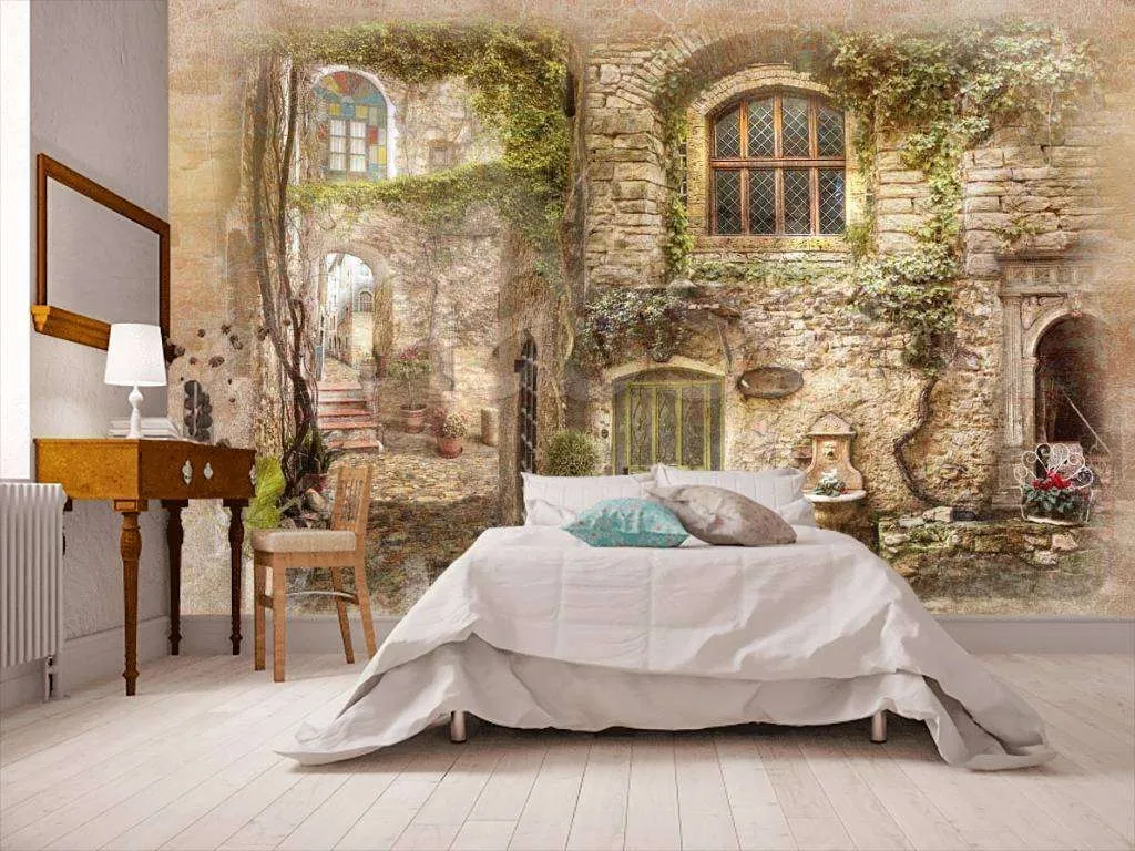 Фотообои в интерьере средневековая улочка в соренто  7-332 фото