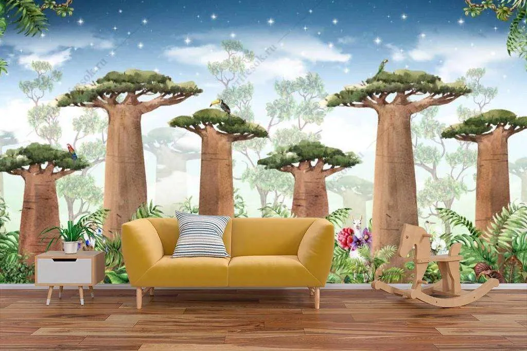 Фотообои в интерьере большие секвойи  14-149 фото