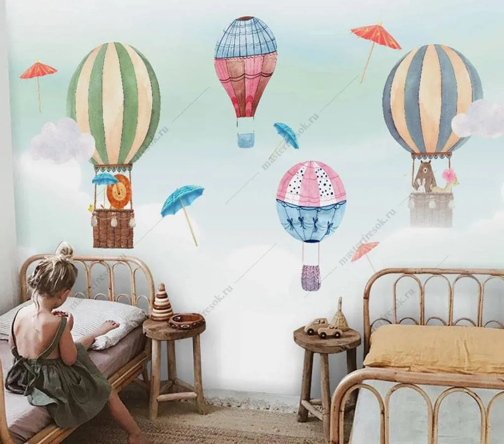 Фотообои Животные на воздушных шарах  16-018