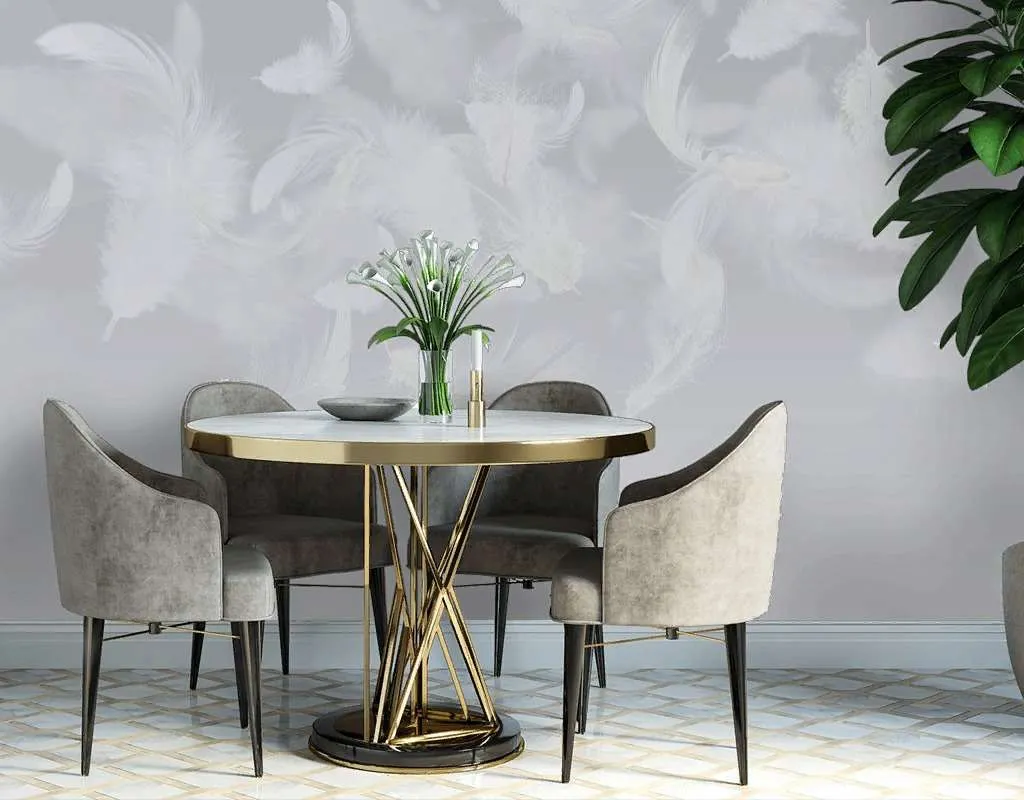 Фотообои Белые перья на сером фоне  13-057